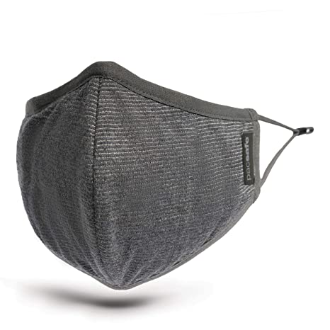 Pacsafe Protective & Reusable Silver iON Face Mask, Medium, Silver Gray