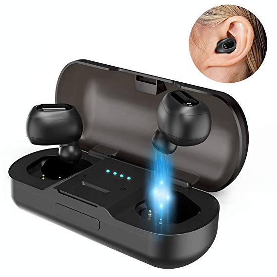 Wireless Earbuds TONBUX Bluetooth 5.0 Headphones 12H Playtime Deep Bass Stereo Sound True Wireless Earphone with Mic and in Ear Headset with Magnetic Charging Case