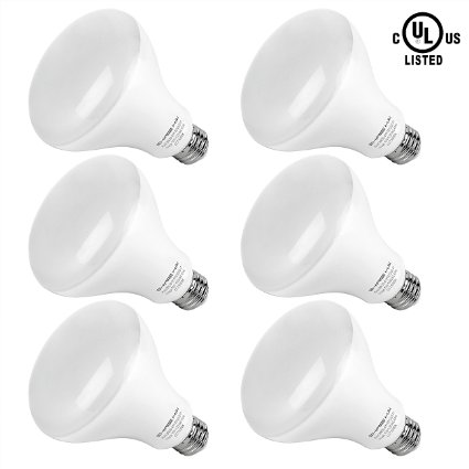 SHINE HAI 65W Incandescent Equivalent BR30 LED Light Bulbs, 5000K Daylight White, E26, Non-dimmable, UL Listed Flood Lighting, 6-Pack