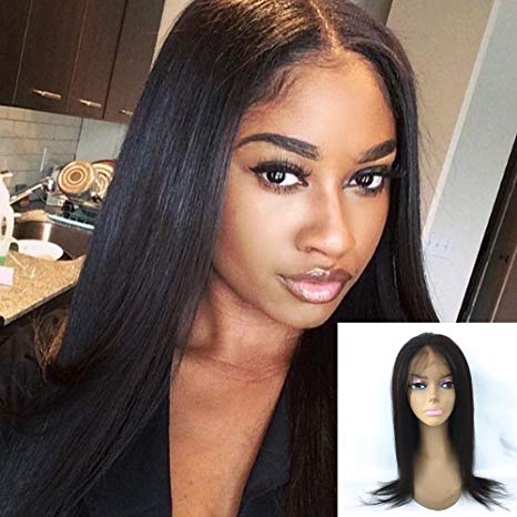 JYL Hair 360 Lace Frontal Wig Pre Plucked Hairline With Baby Hair Brazilian Virgin Human Hair Yaki Straight Lace Wigs 180% Density (20")