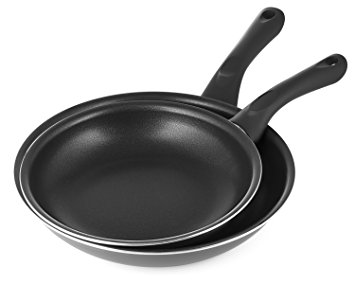 Chef's Star 2 Piece Ceramic Non-Stick Frying Pan Set - 8" and 10" - Black