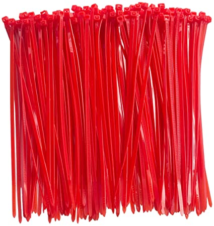 8 Inch Clear Zip Ties, 300pcs Nylon Cable Ties,Heavy Duty Cord Strap RED