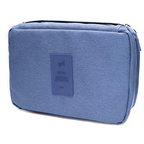 Airlab Travel Toiletry Bag, Hanging Toiletries Organizer Makeup Bag with Hook for Women Men, Light Blue