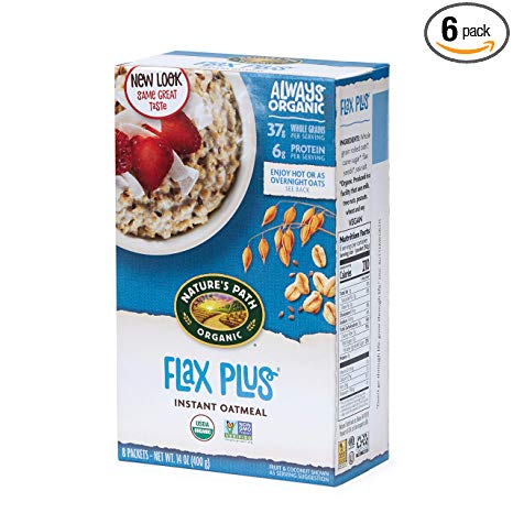 Nature’s Path Flax Plus Instant Oatmeal, Healthy, Organic, 8 Pouches per Box, 14 Ounces (Pack of 6)