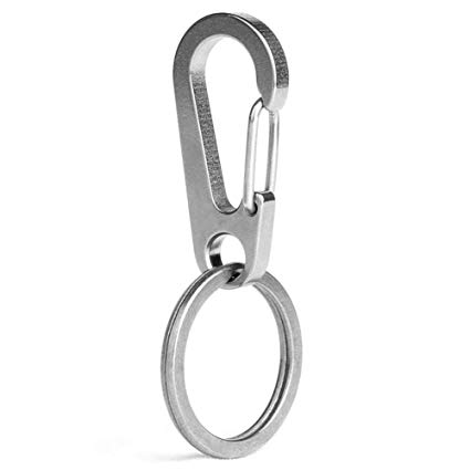 TISUR Titanium Heavy Duty Key Rings Mini Carabiners Keychain Quickdraw Hooks (Keychain and Key Ring （45mm))