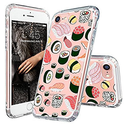 iPhone 7 Case, MOSNOVO iPhone 7 Cute Sushi Clear Hard Back Panel and Protective Shock Proof TPU Bumper Case Cover for iPhone 7 4.7 Inch