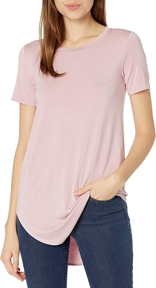 Daily Ritual Women's Jersey Standard-Fit Short-Sleeve Open Crewneck Tunic