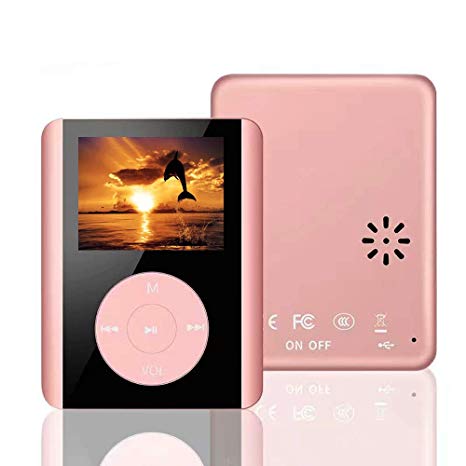 MP3 Player, Dyzeryk MP3 Music Player HiFi Sound, 8GB Portable Digital Player with FM Radio/Voice Recorder/Photo Viewer/Text Reading, 80 Hours Playback, Supports up to 64GB (Rose)