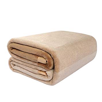 PICCOCASA Flannel Fleece Blanket Queen Size Soft Warm Fuzzy Microfiber Plush Blanket Lightweight Gradient Ombre Blankets for Bed or Couch,78 inches x 90 inches,Tan
