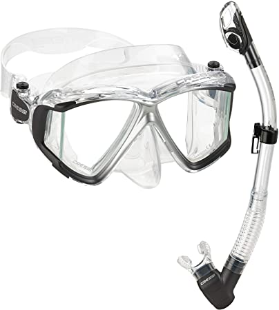 Cressi Panoramic Wide View Mask & Dry Snorkel Kit for Snorkeling, Scuba Diving | Pano 4 & Supernova Dry: Designed in Italy