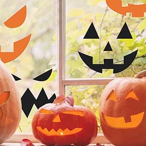 RoomMates RMK4691SCS Halloween Pumpkin Faces Glow In The Dark Peel and Stick Wall Decals , Black