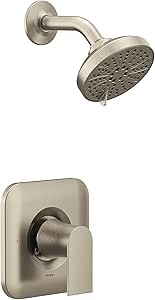 Moen Genta LX Brushed Nickel Pressure Balancing Eco-Performance Modern Shower Trim with Showerhead and Shower Handle (Posi-Temp Valve Required), T2472EPBN