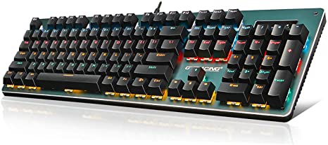 GTRACING RGB Mechanical Gaming Keyboard Compact 104 Key Mechanical Computer Keyboard, 20 LED Lighting Effect USB Wired for Windows PC Gamers