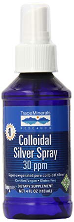 Trace Minerals Research Vegan Colloidal Silver Spray, Bio-Active Silver Hydrosol Liquid Mineral Supplement, Certified Organic, Natural & Pure, 30 PPM, 4 fl. oz, - CLSSP01