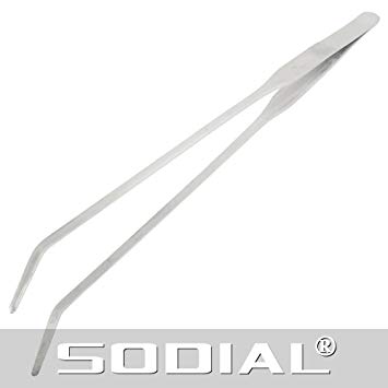 TOOGOO(R) 10.4" Long Stainless Steel Curved Tweezer for Fish Tank Plants