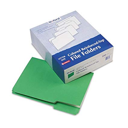Pendaflex Double-Ply Reinforced Top Tab Colored File Folders - Two-Ply Reinforced File Folders, 1/3 Cut Top Tab, Letter, Green, 100/Box