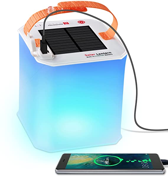 4200 mAh Solar Inflatable Lantern,9 Color Modes Rechargeable Solar Light with Bright 250 Lumens/RGB Light/80 Hours of Light,IP67 Waterproof Electric Emergency Lamp/Phone Charger for Outdoor,Camping