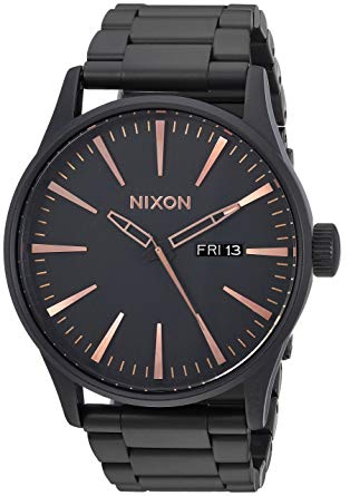 Nixon Sentry SS Stainless Steel Day/Date 42mm WR 100 Meters Mens Watch A356