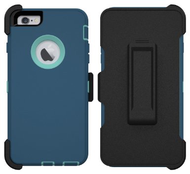 iPhone 6 Plus Case, ToughBox® [Armor Series] [Shock Proof] [Deep Water Blue | Aqua] for Apple iPhone 6 Plus Case [With Holster & Belt Clip] [Fits OtterBox Defender Series Belt Clip]