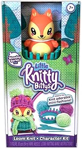 PlayMonster Little Knitty Bittys Fox - Beginner Knitting Craft Kit - Makes 3 Mini Projects - Collect & Trade Clothes - Ages 7