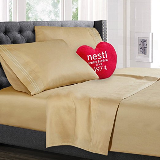 King Size Bed Sheets Set, Royal Gold (Camel), Best Quality Bedding Sheet Set, 4-Piece Bed Set, Extra Deep Pockets Fitted Sheet, 100% Luxury Soft Microfiber - Hypoallergenic, Cool & Breathable