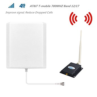 AT&T T-Mobile Cell Phone Signal Booster 4G Lte Cell Signal Booster HJCINTL 700MHz Band 12/17 Home Mobile Phone Signal Booster Amplifier Kit