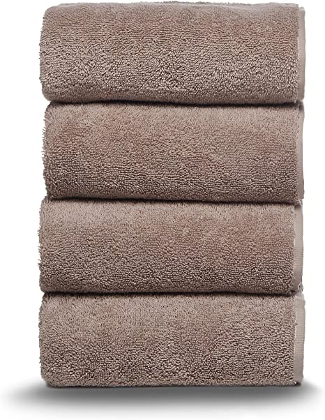 Arus Classic Towel 100% Turkish Cotton Hotel Spa Towel, Hand Towel Latte, Set of 4
