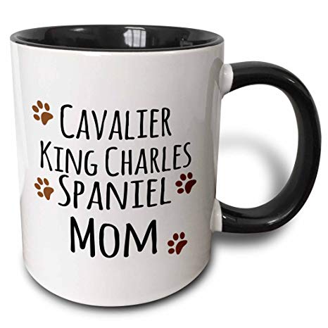 3dRose 154093_4 Cavalier King Charles Spaniel Dog Mom Mug, 11 oz, Black