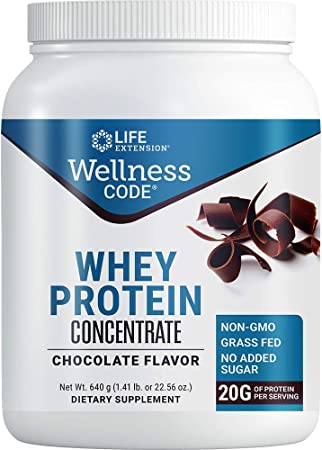 Life Extension Wellness Code Whey Protein Concentrate, Chocolate, 640 Gram