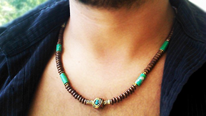 Mens necklace - Surfer necklace - Jadeite and hematite gems - Men Neckless - Gifts for men - Unisex necklace - Men jewelry