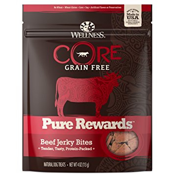 Wellness CORE Pure Rewards Natural Grain Free Dog Treats, Soft Jerky Bites, 4-Ounce Bag