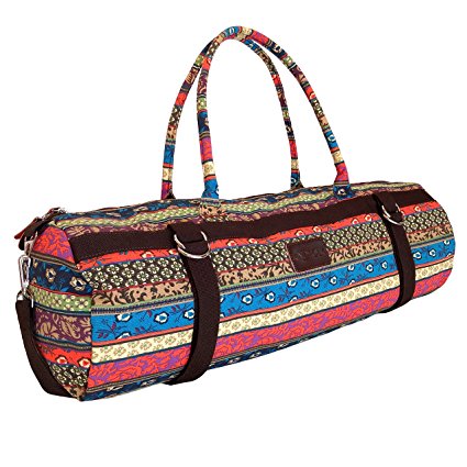 Yoga Mat Bags Carrier Patterned Canvas with Pocket and Zipper