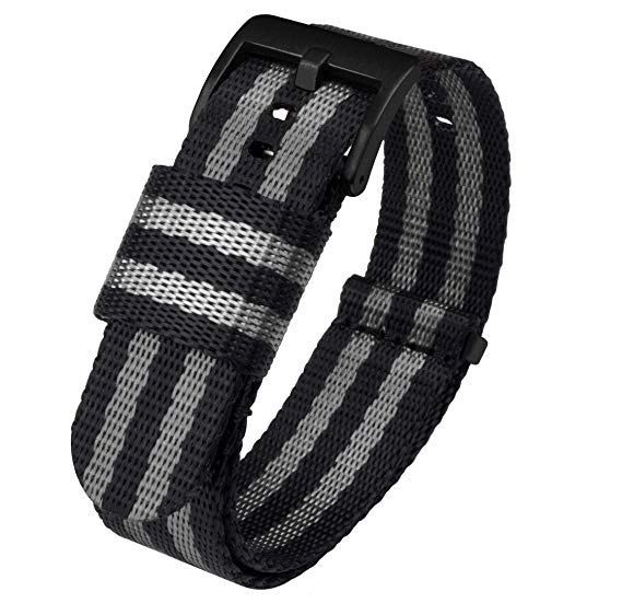Barton Jetson NATO Style Watch Strap - 18mm, 20mm, 22mm or 24mm - Seat Belt Nylon Watch Bands