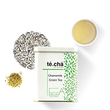 Te.Cha Chamomile Green Tea 100 gm | Premium Oriental Loose Leaves Chamomile Tea | 50 Servings