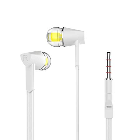 Wired Headphones,BYZ Stereo Earphones with Mic,in-Ear Earbuds with Crystal Sound (White 10)