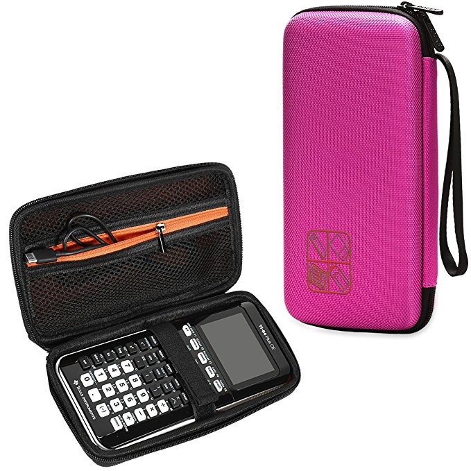 BOVKE for Graphing Calculator Texas Instruments TI-84/Plus CE Hard EVA Shockproof Carrying Case Storage Travel Case Bag Protective Pouch Box,Pink