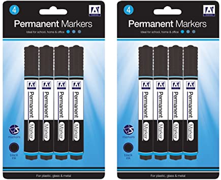 Anker International Stationary Permanent Marker - Black (Pack of 4), PBLK/3