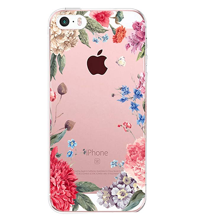 iPhone 5/5s/SE Case for Girls TPU Silicone Cute Slim Ultra Protective Clear Case