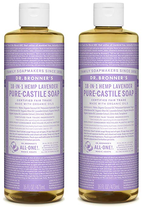 Dr. Bronner's Pure-Castile Liquid Soap Shower And Travel Pack - Lavender 16 Oz. (2 Pack)