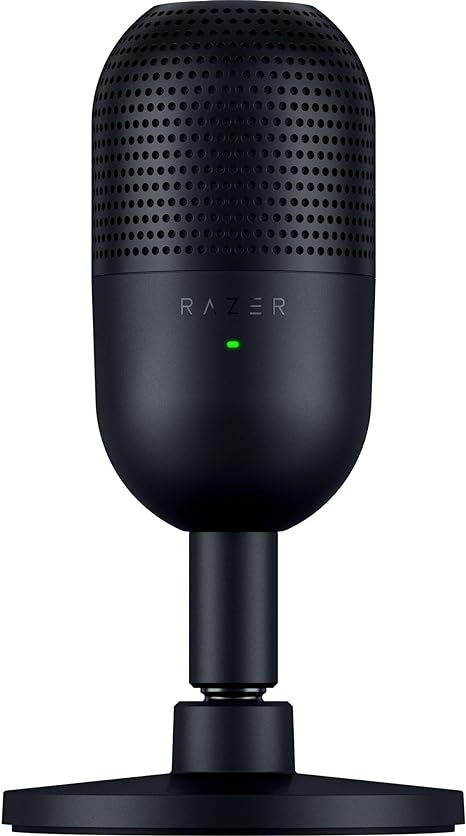 Razer Seiren V3 Mini USB Microphone: Condenser Mic - Supercardioid Pickup Pattern - Tap-to-Mute Sensor with LED Indicator - Shock Absorber - Ultra Compact - PC, Discord, OBS Studio, XSplit - Black