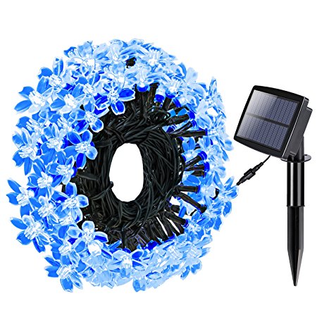 Solar String Lights 100LED 39.1ft, Magicfly USB Charging Fairy Blossom String Lights, Waterproof Christmas Halloween Light for Home, Garden, Patio, Lawn, Christmas Party and Holiday Decor(blue)