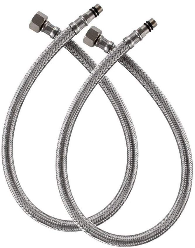 VCCUCINE 18-Inch Long Faucet Connector, Braided Stainless Steel Supply Hose 3/8-Inch Female Compression Thread X M10 Male Connector, 2 Pcs