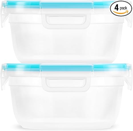 Snapware Total Solution 4-PC (4 Cup) Plastic Food Storage Containers Set with Lids, Meal Prep Food Containers, BPA-Free Lids with Locking Tabs