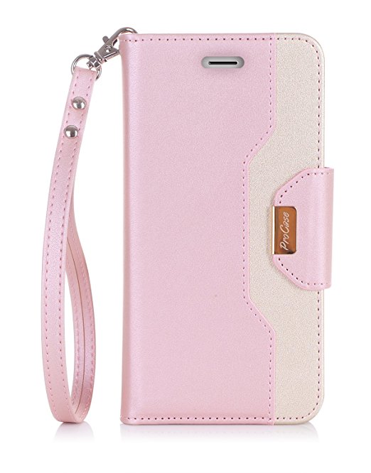 iPhone 7 Plus Wallet Case, ProCase Flip Fold Card Case for Apple iPhone 7 Plus 5.5", Stylish Slim Stand Cover for 5.5 Inch iPhone 7 Plus -Pink