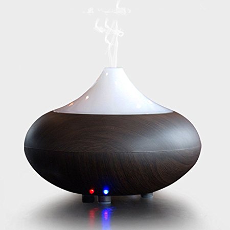 Mini Essential Oil Diffuser, 100ml Wood Grain Ultrasonic Cool Mist Aroma Humidifier with 7 Color Changing LED Night Lights for Home Baby Bedroom Office Yoga Spa, by Areally