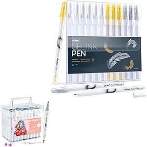 Ohuhu Gold Silver White Gel Pens & Paper-friendly Water-based Markers