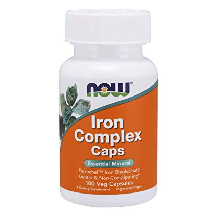 Now Supplements, Iron Complex Caps, Non-Constipating*, Essential Mineral, 100 Veg Capsules
