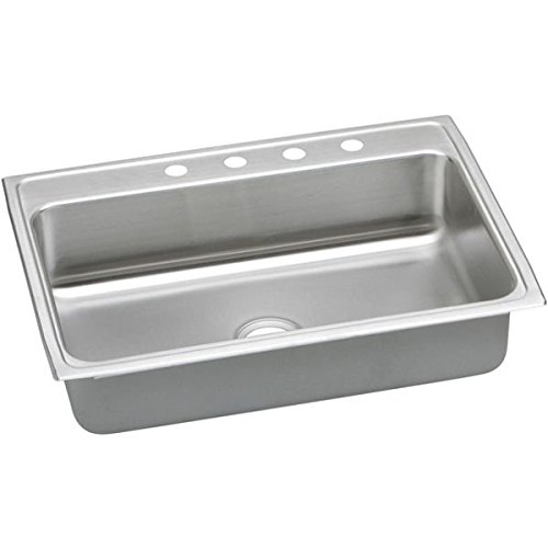 Elkay LRAD3122554 4-Hole Gourmet Lustertone 31-Inch x 22-Inch Self Rimming Single Basin Stainless Steel Kitchen Sink
