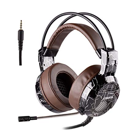 Xiberia PS4 Gaming Headset, E1, Over-ear with Microphone, Wired Game Headphones for PC, Laptop, PS4 (Brown)