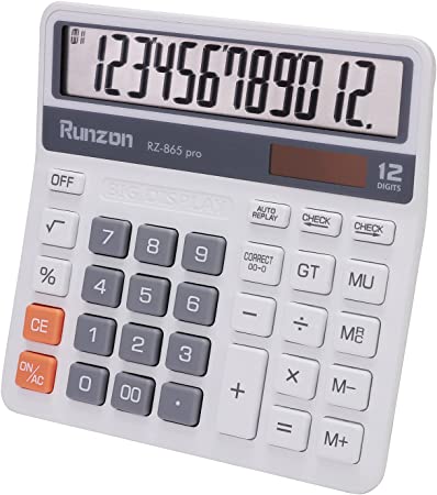 Large Display Calculator,Philley Large LCD Display 12 Digits Desktop Check&Correct Electronic Calculator(RZ-865 Pro)